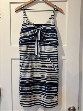 Cabi Style 5264 Women’s Navy White Nautical Knot Tie Tank Slip Dress S